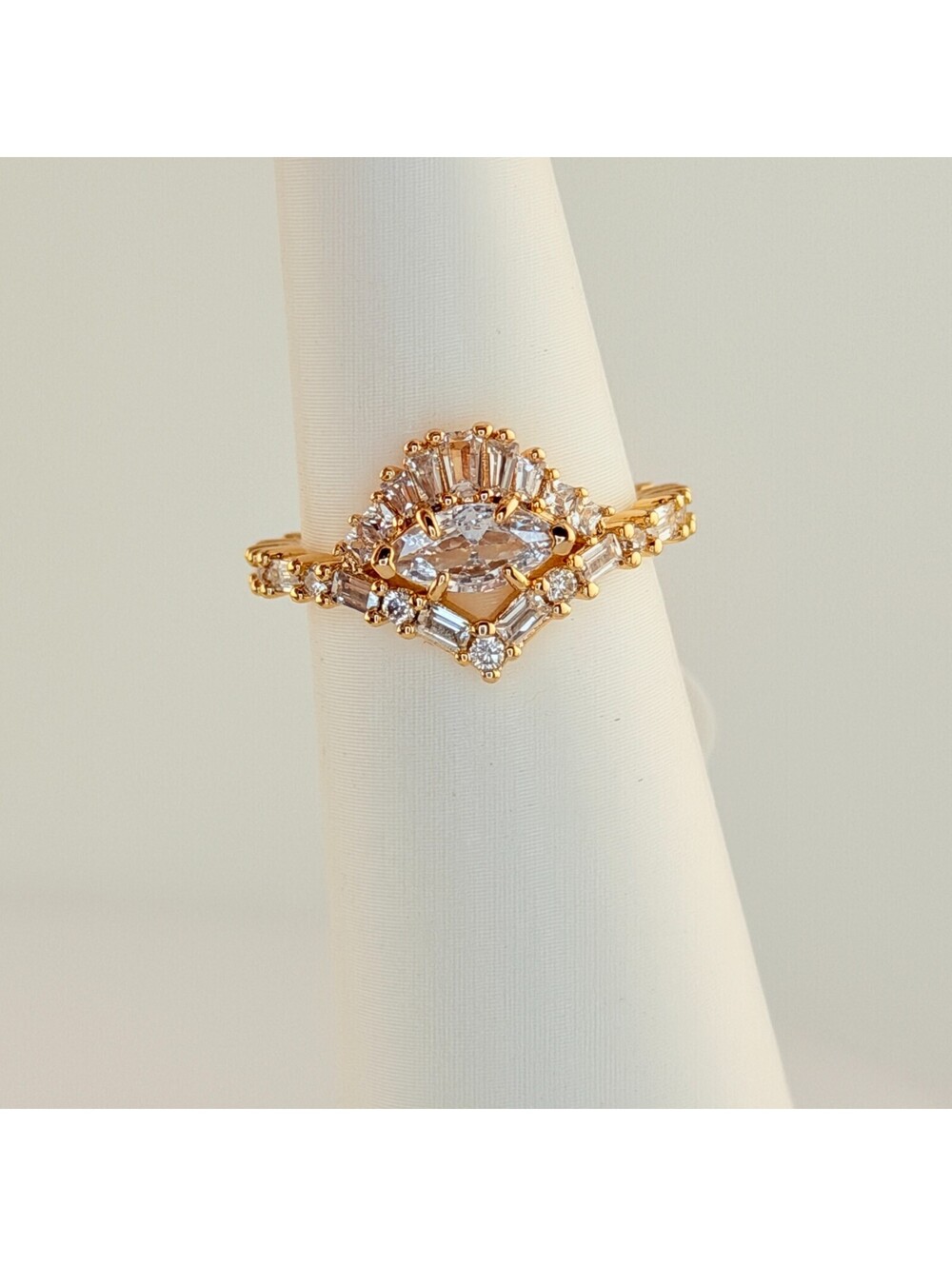 Bomb Party Lumina Ring Sz 6 RG15376 "Sheer Serenade" Clear Cz on Yellow Gold